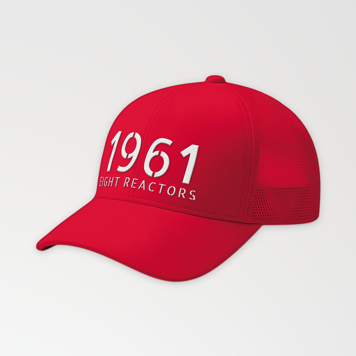 First Nuclear Flat-Top Trucker Cap in Red