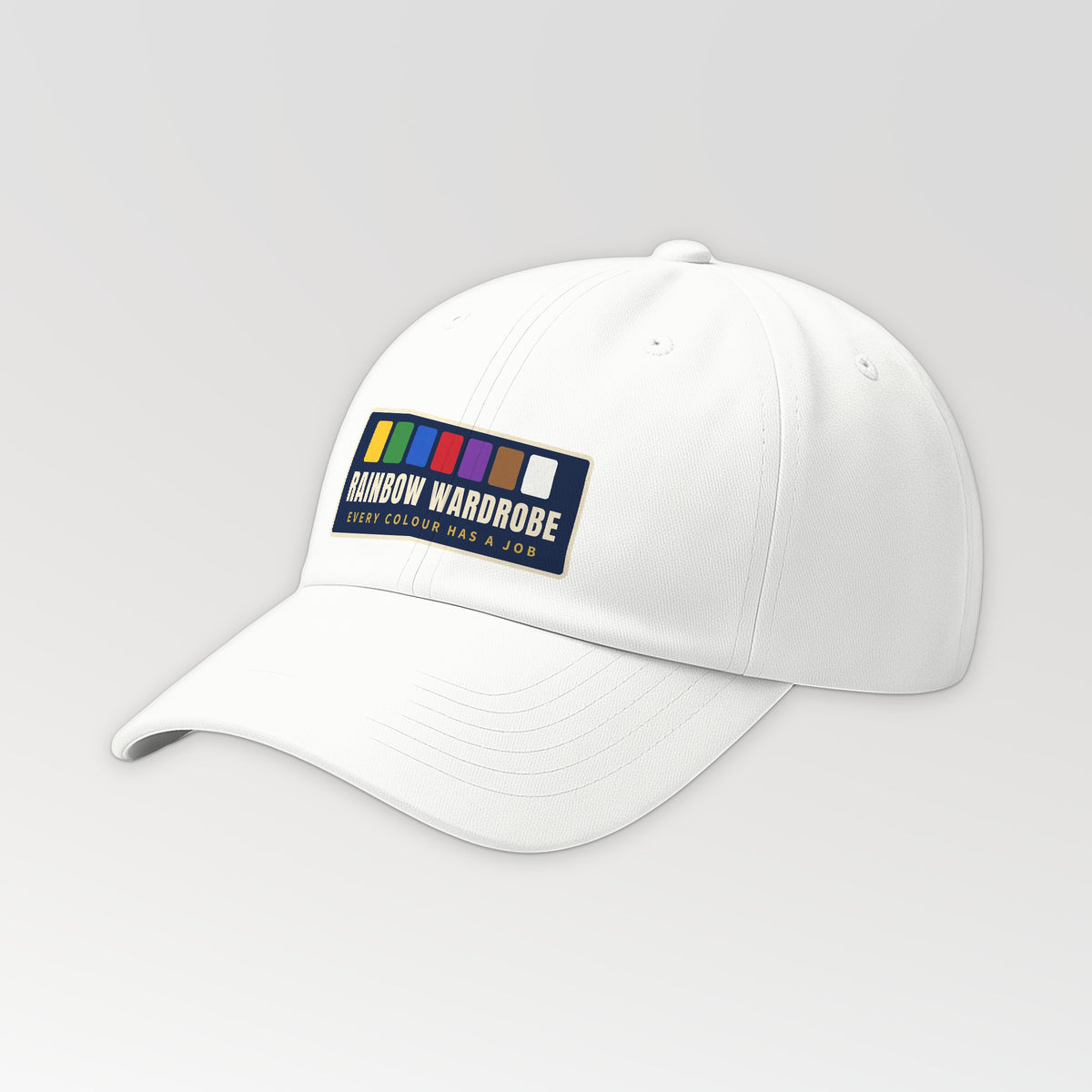 Rainbow Wardrobe Dad Hat in White