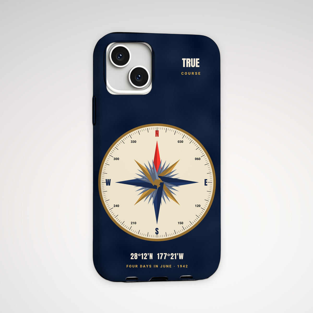 True Course Compass Tough Phone Case – iPhone, back view