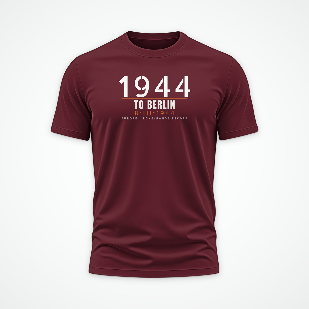 To Berlin 1944 Long-Range Escort Tee in Maroon