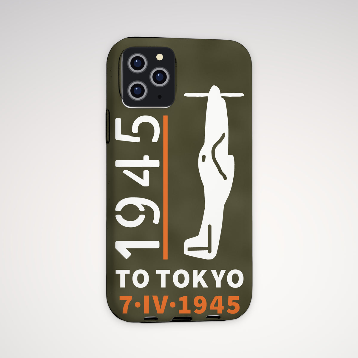 To Tokyo 1945 Escort Fighter Tough Phone Case – iPhone, shown on a Pro model