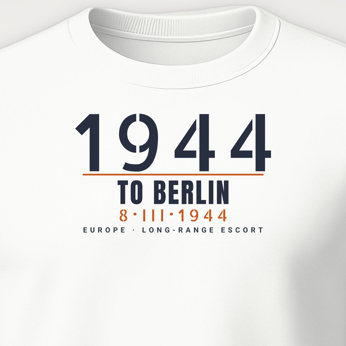 To Berlin 1944 Long-Range Escort Crewneck Sweatshirt, front print detail