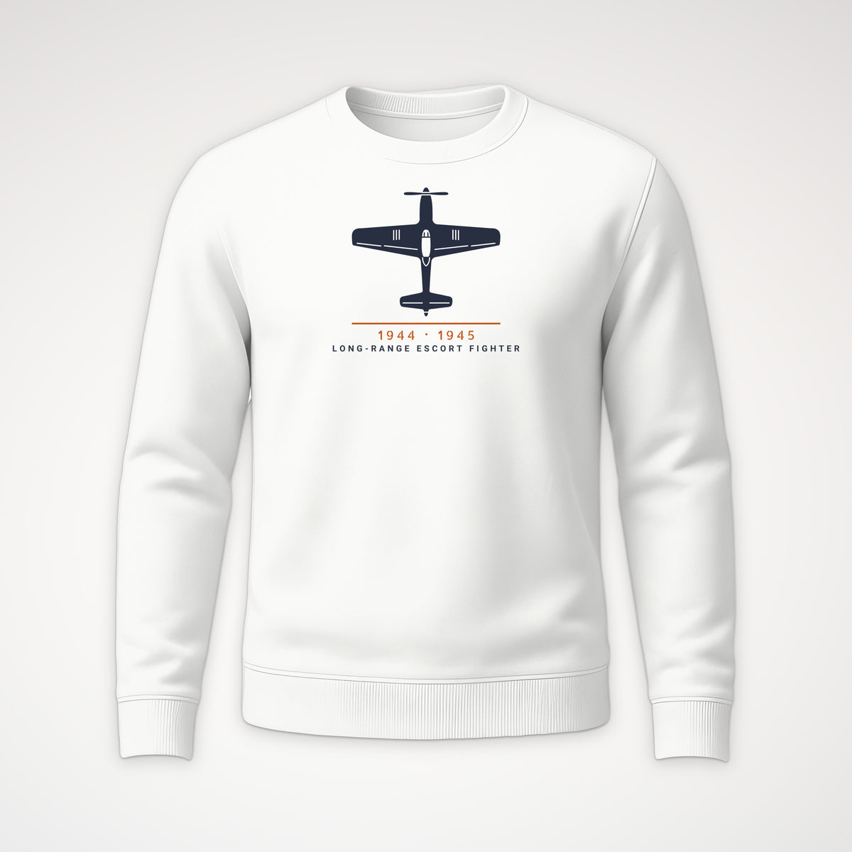 Long-Range Escort Fighter 1944–45 Crewneck Sweatshirt in White