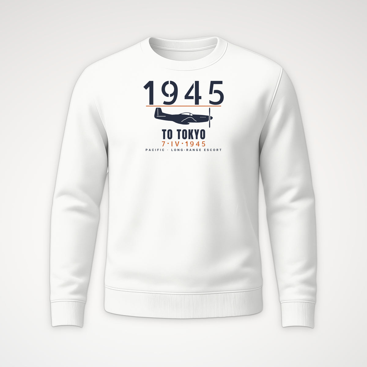 To Tokyo 1945 Escort Fighter Crewneck Sweatshirt in White