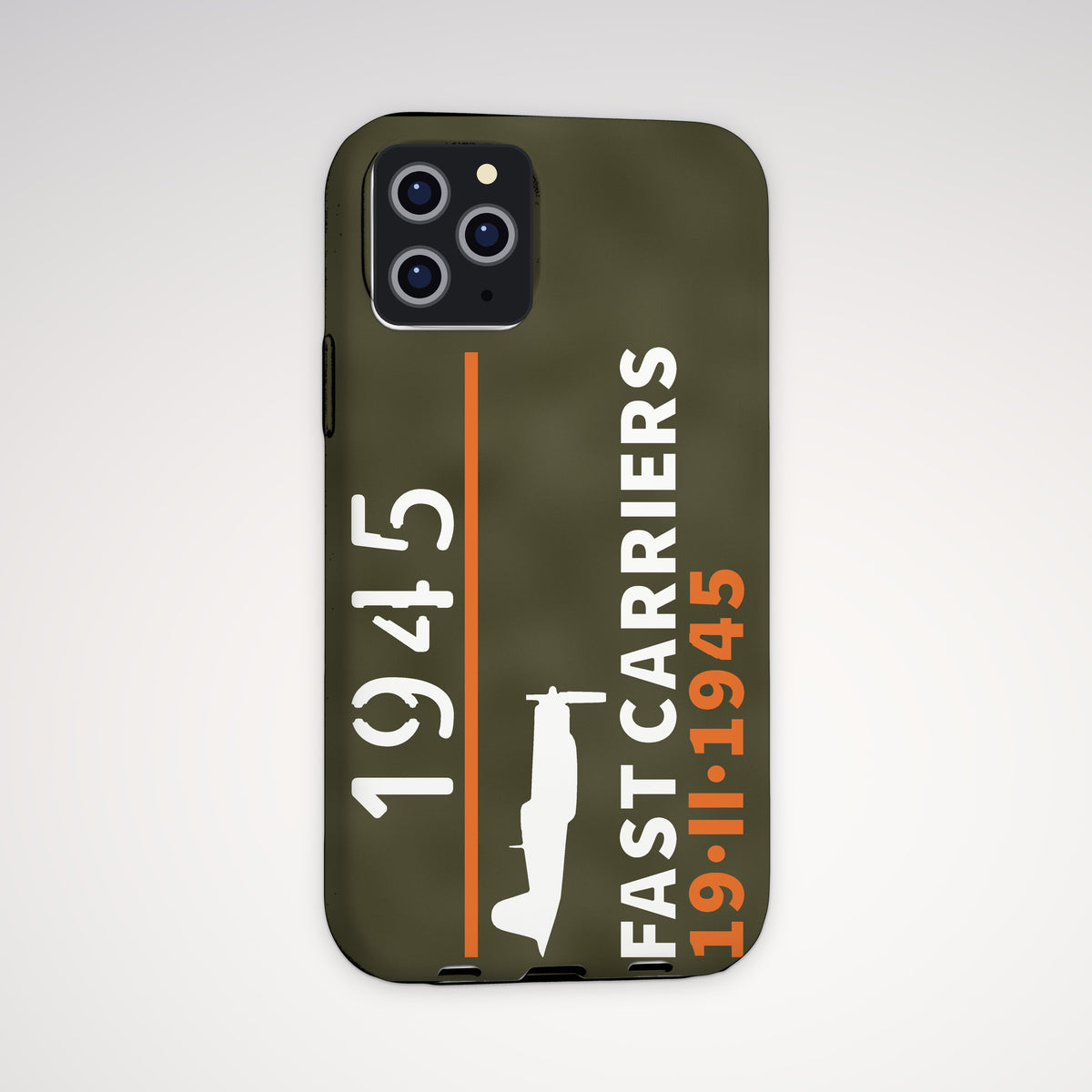 Fast Carriers 1945 Gull-Wing Fighter Tough Phone Case – iPhone, shown on a Pro model