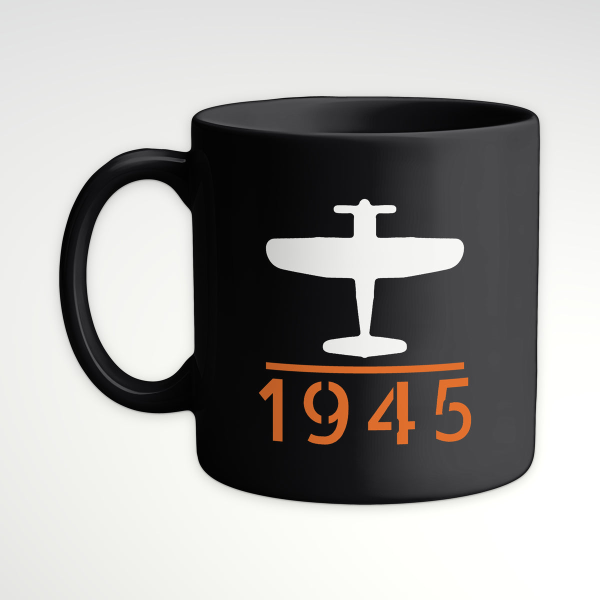Gull-Wing Fighter 1945 Mug, black mug, handle left