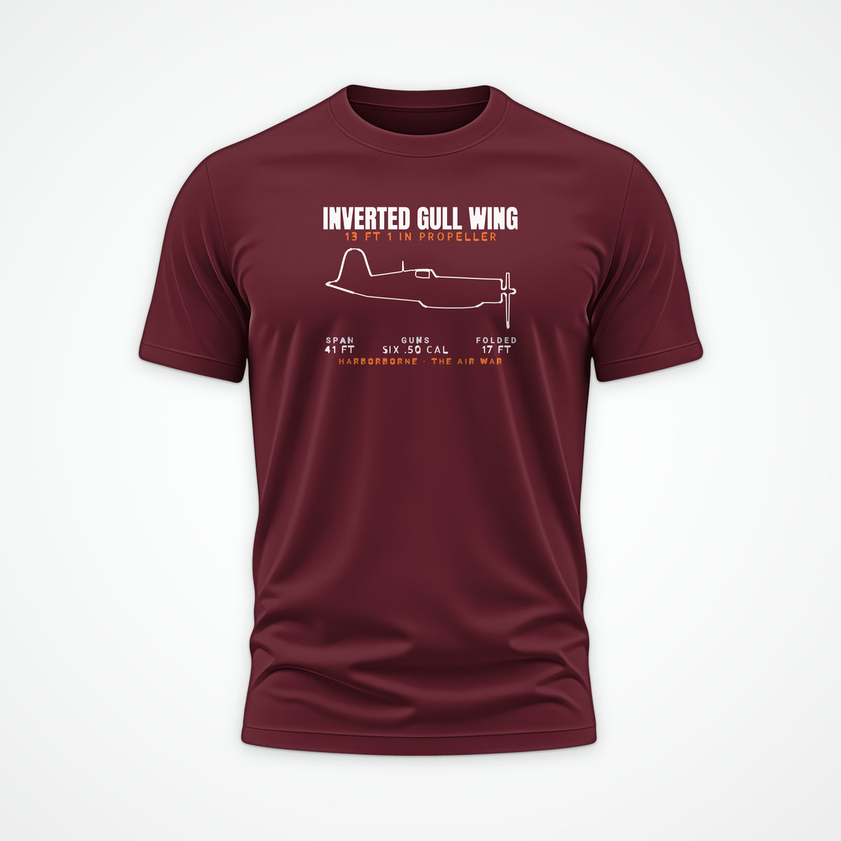 Inverted Gull-Wing Fighter Blueprint Tee in Maroon