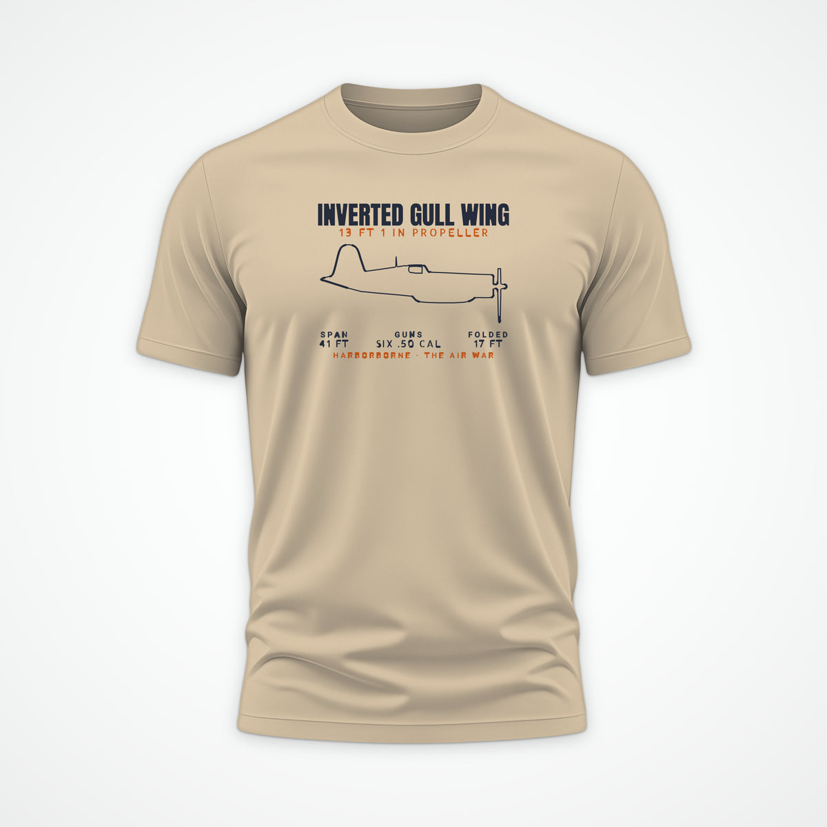 Inverted Gull-Wing Fighter Blueprint Tee in Sand