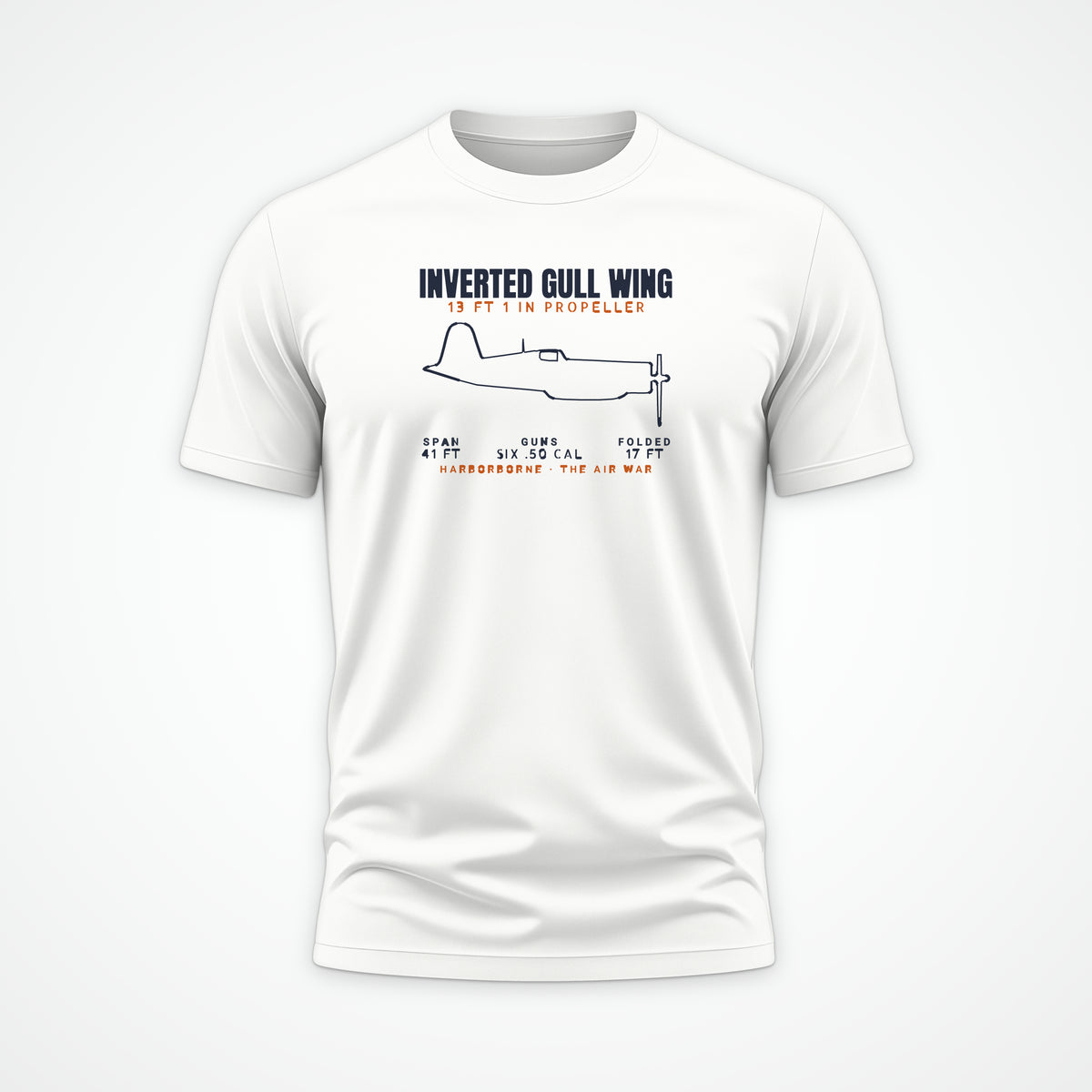 Inverted Gull-Wing Fighter Blueprint Tee in White
