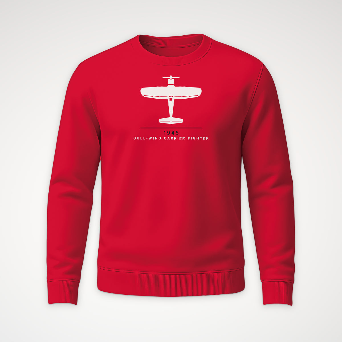Gull-Wing Fighter 1945 Crewneck Sweatshirt in Red
