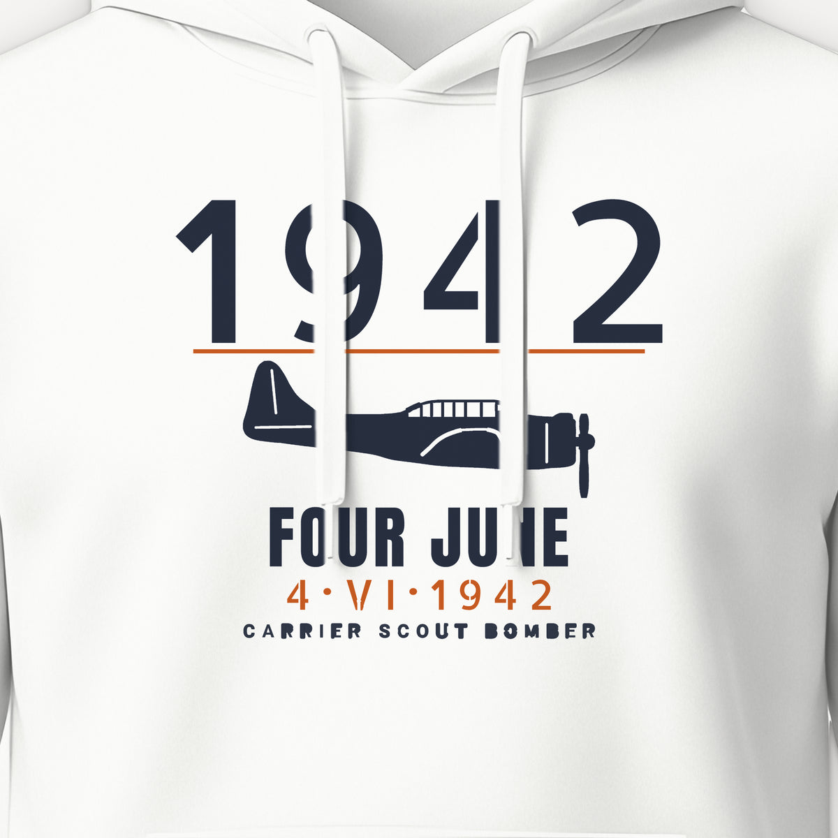 Carrier Scout Bomber June 1942 Hoodie, front print detail: our side-view drawing of an SBD-3, no markings