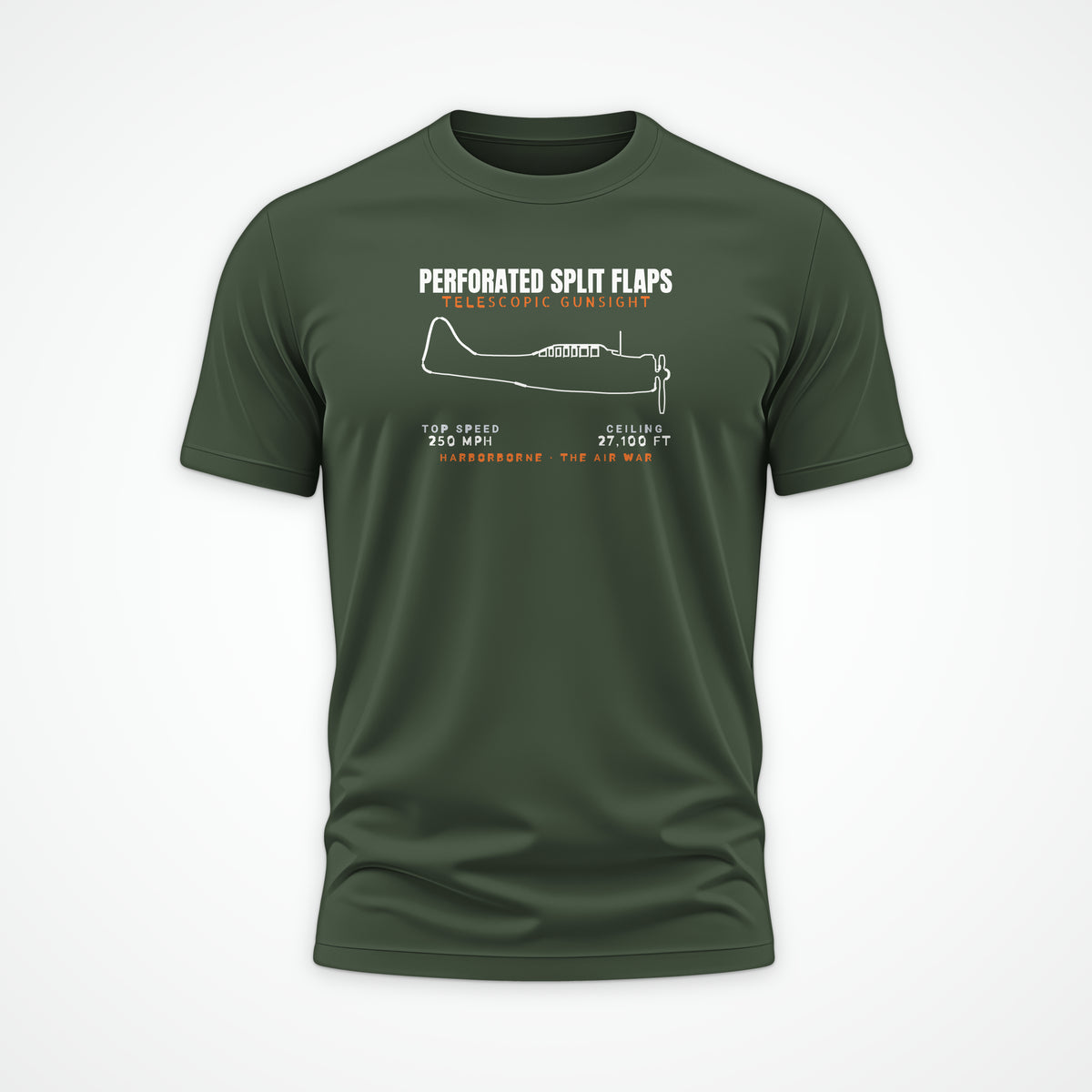 Split-Flap Scout Bomber Blueprint Tee in Military Green