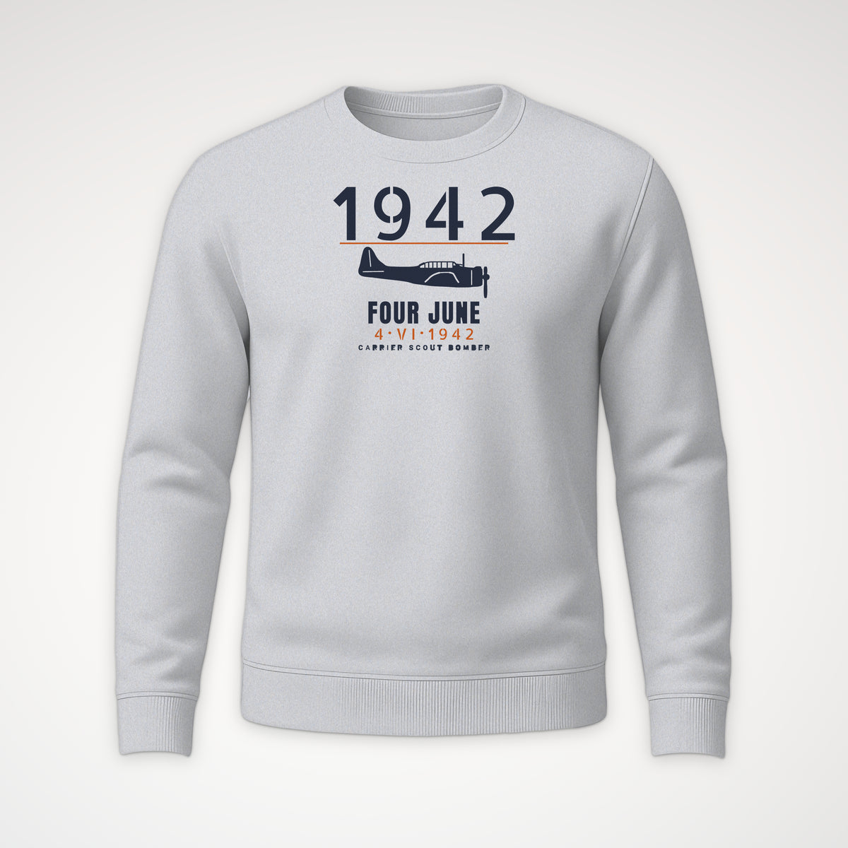 Carrier Scout Bomber June 1942 Crewneck Sweatshirt in Sport Grey