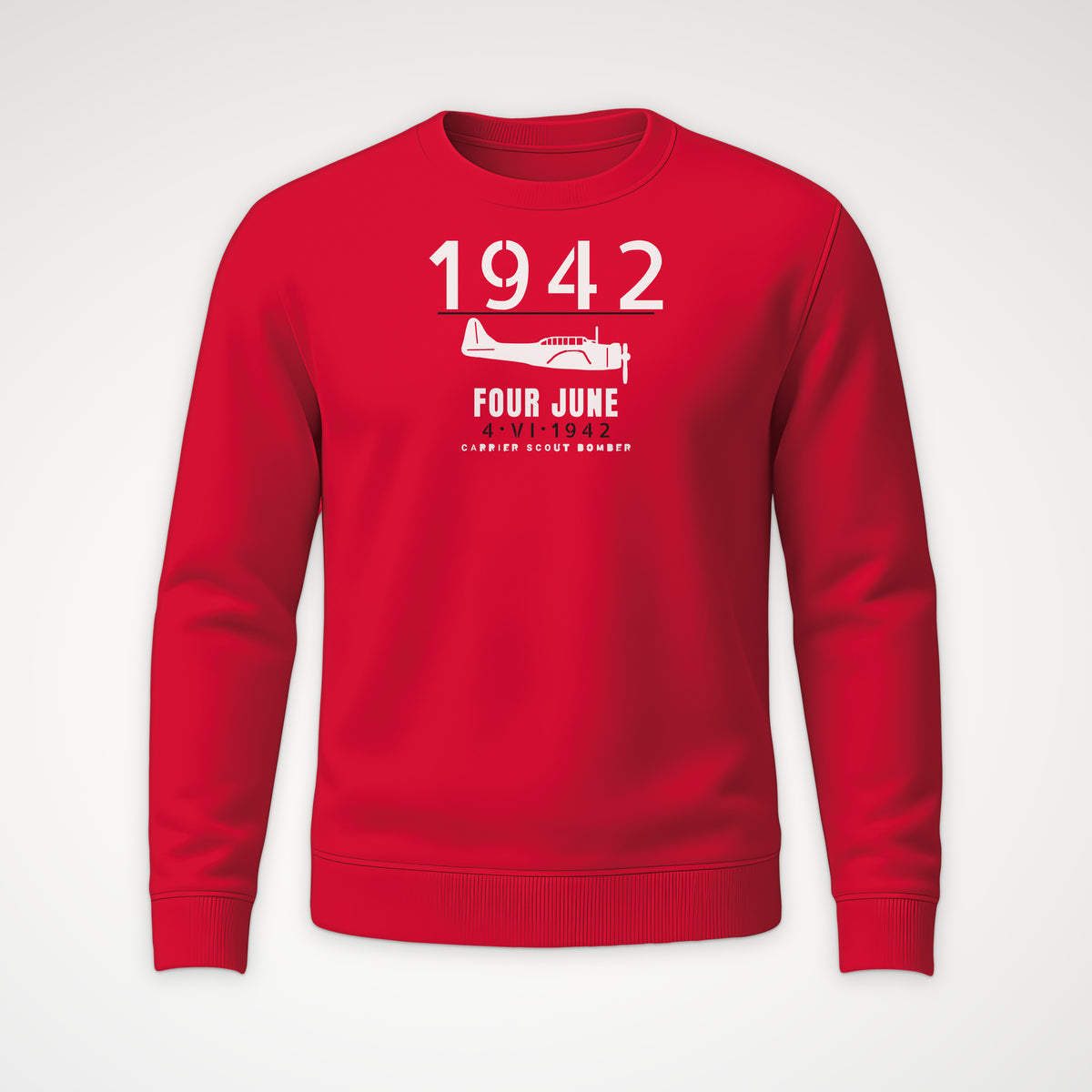 Carrier Scout Bomber June 1942 Crewneck Sweatshirt in Red