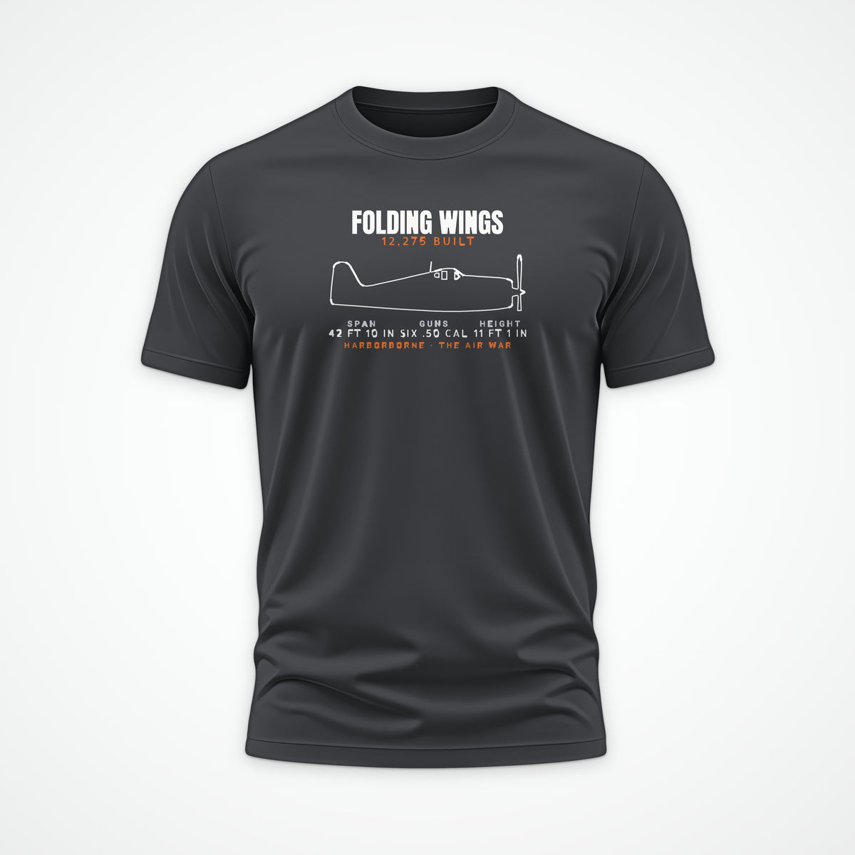 Folding-Wing Fighter Blueprint Tee in Charcoal