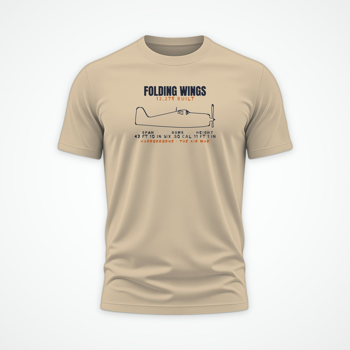 Folding-Wing Fighter Blueprint Tee in Sand