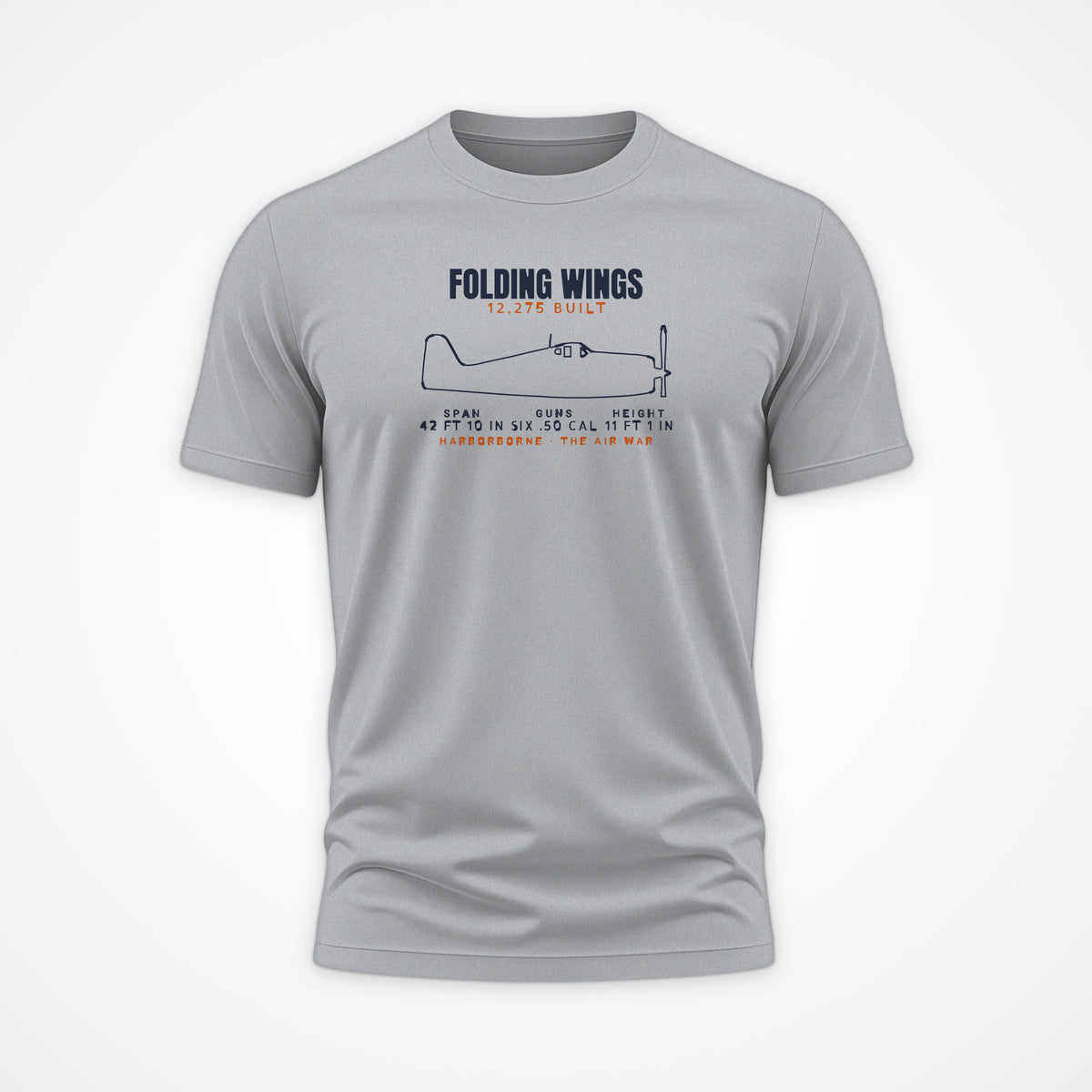 Folding-Wing Fighter Blueprint Tee in Sport Grey