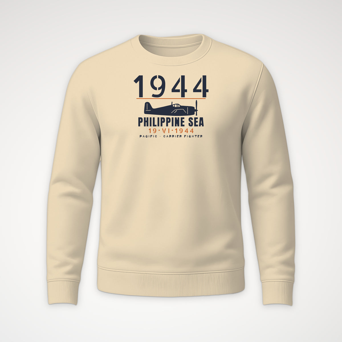 Philippine Sea 1944 Carrier Fighter Crewneck Sweatshirt in Sand