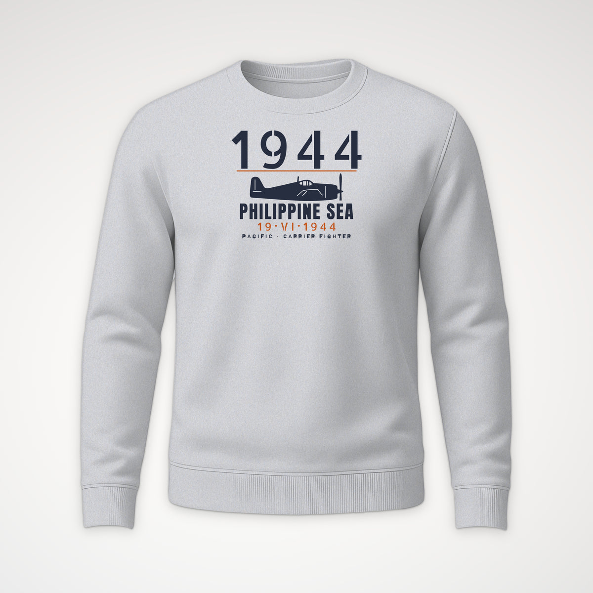 Philippine Sea 1944 Carrier Fighter Crewneck Sweatshirt in Sport Grey