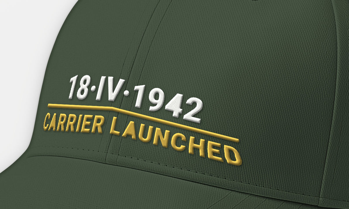 Eighteen April 1942 Carrier-Launched Embroidered Cap, front detail