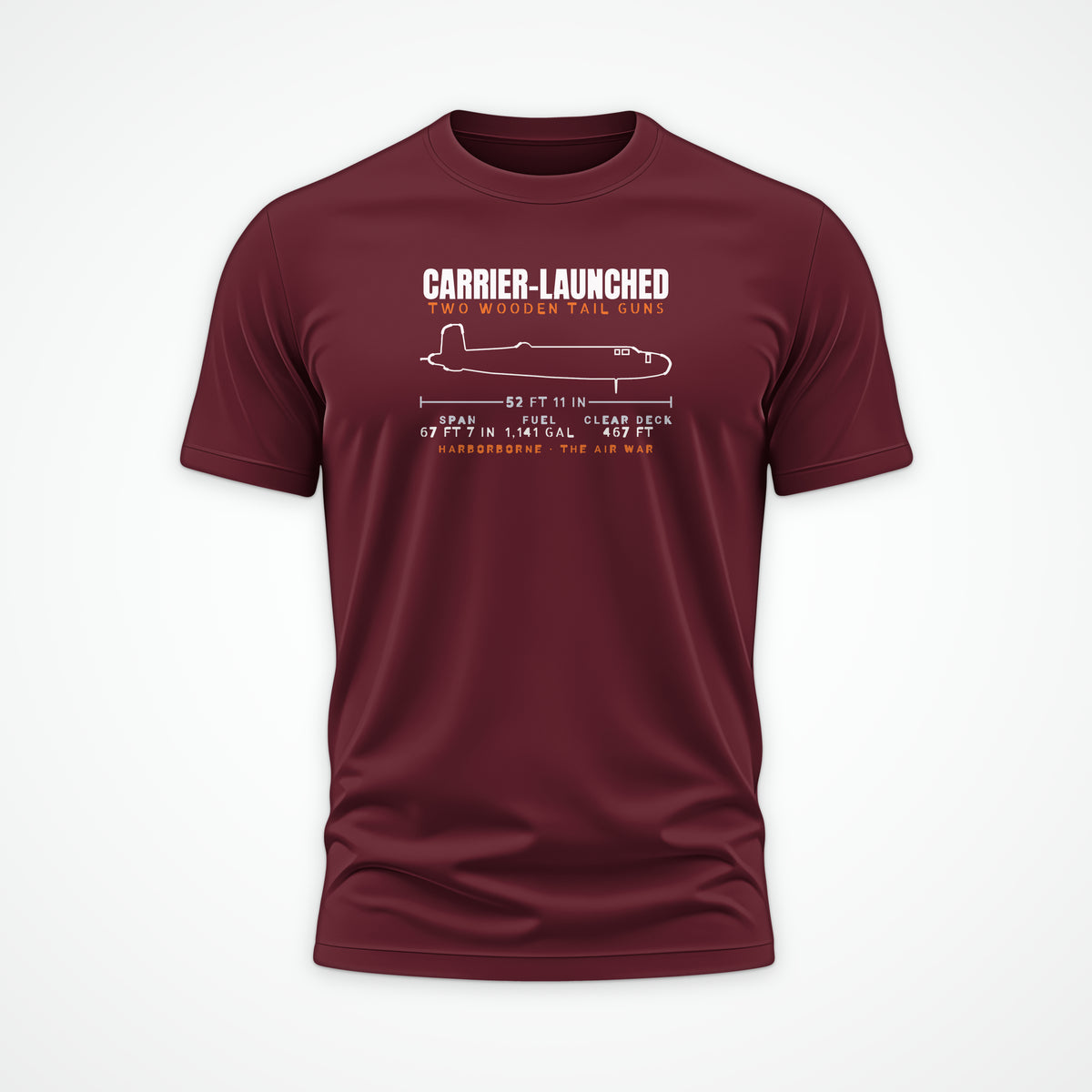 Carrier-Launched Bomber Blueprint Tee in Maroon