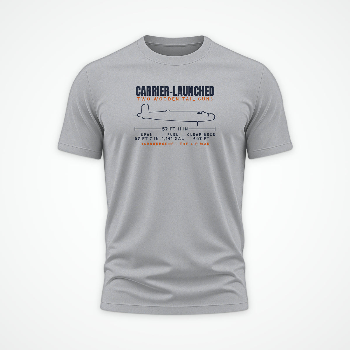 Carrier-Launched Bomber Blueprint Tee in Sport Grey