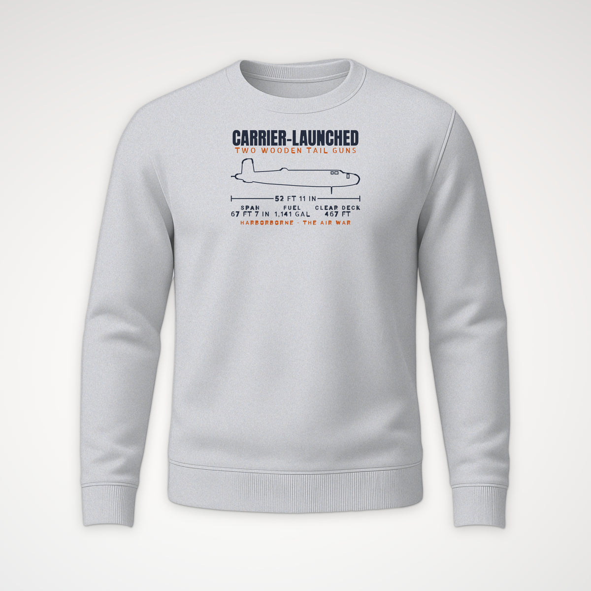 Carrier-Launched Bomber Blueprint Crewneck Sweatshirt in Sport Grey