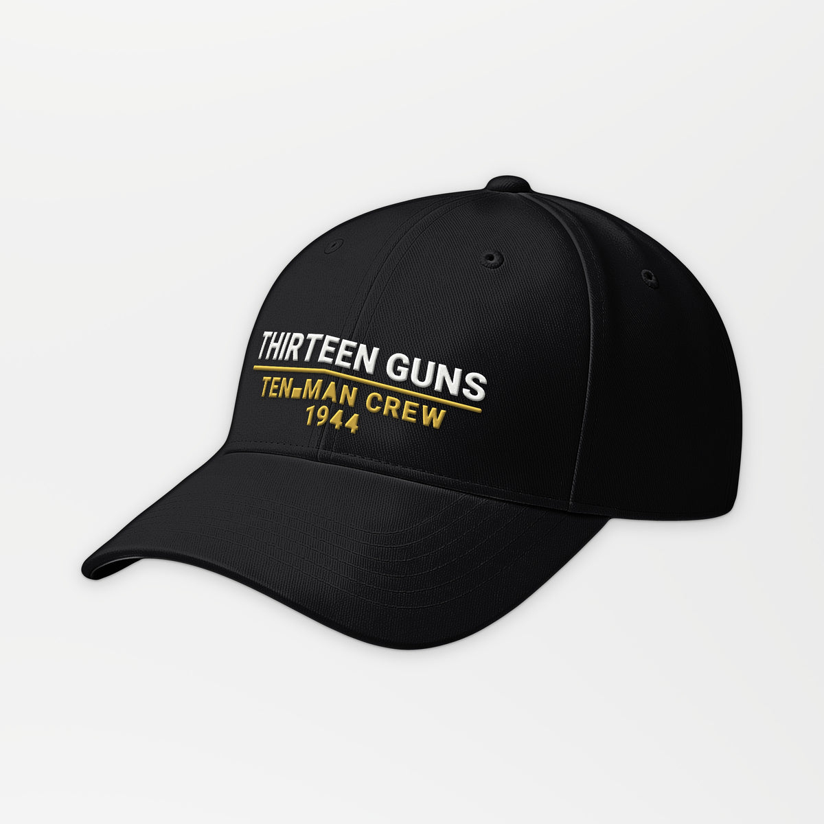 Thirteen Guns Ten-Man Crew 1944 Embroidered Cap in Black