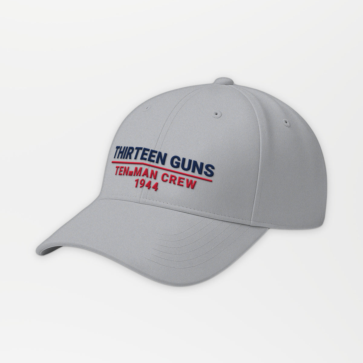 Thirteen Guns Ten-Man Crew 1944 Embroidered Cap in Grey