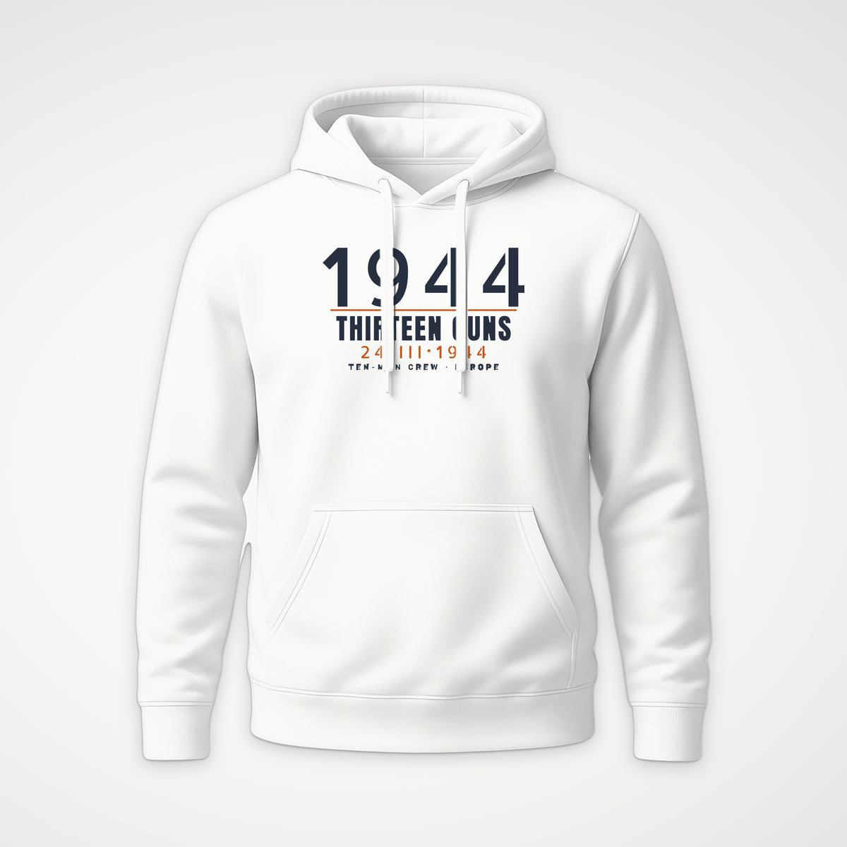 Thirteen Guns Ten-Man Crew 1944 Hoodie in White