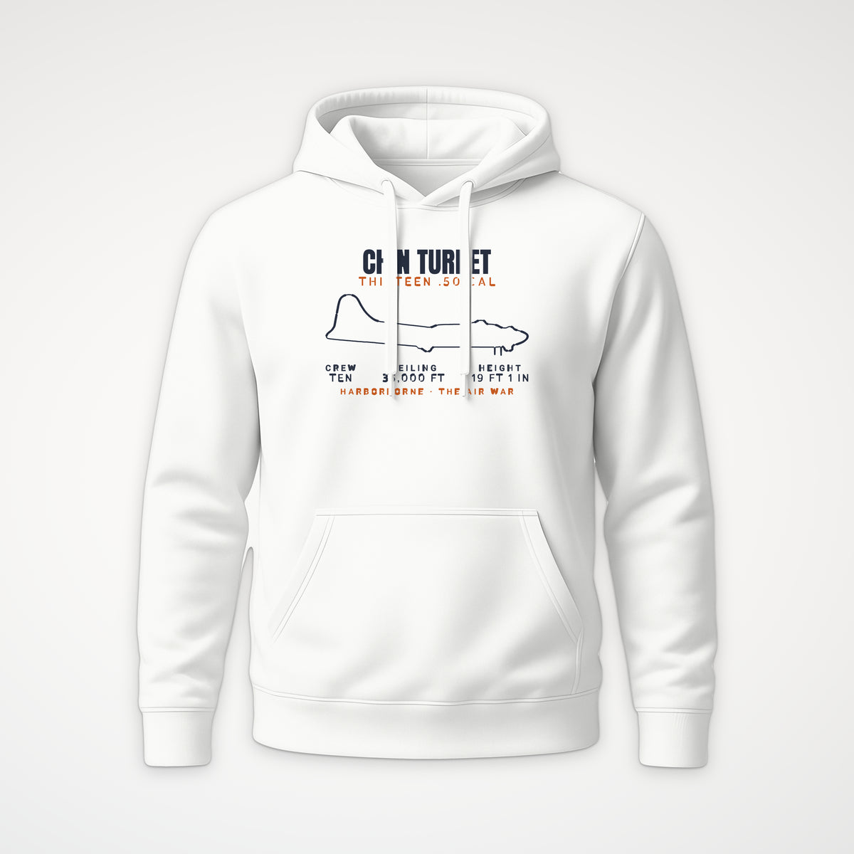 Chin-Turret Heavy Bomber Blueprint Hoodie in White
