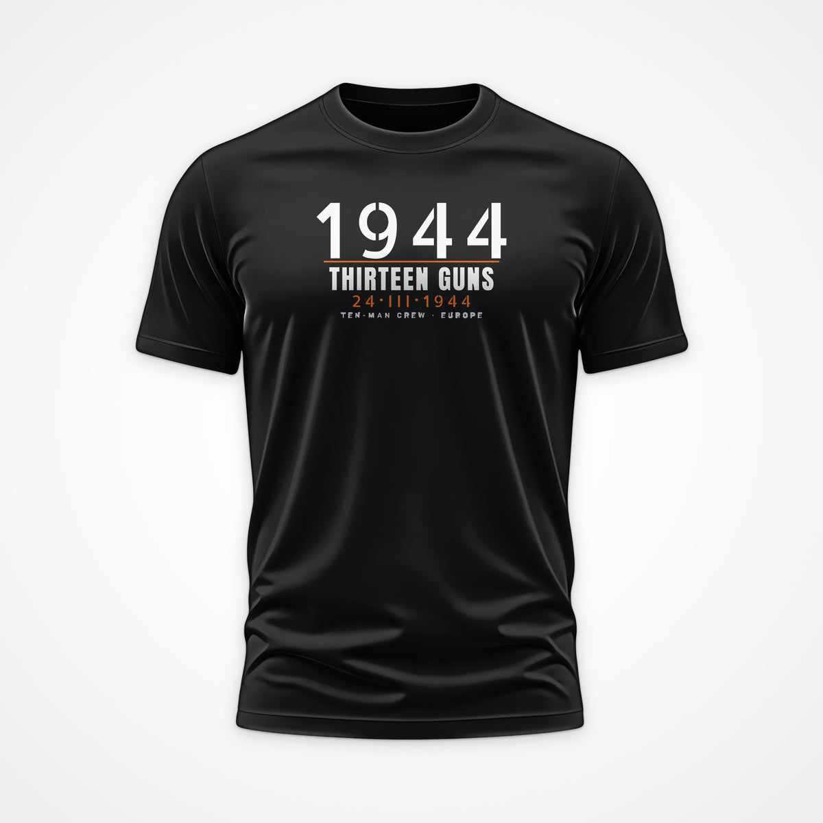 Thirteen Guns Ten-Man Crew 1944 Tee in Black
