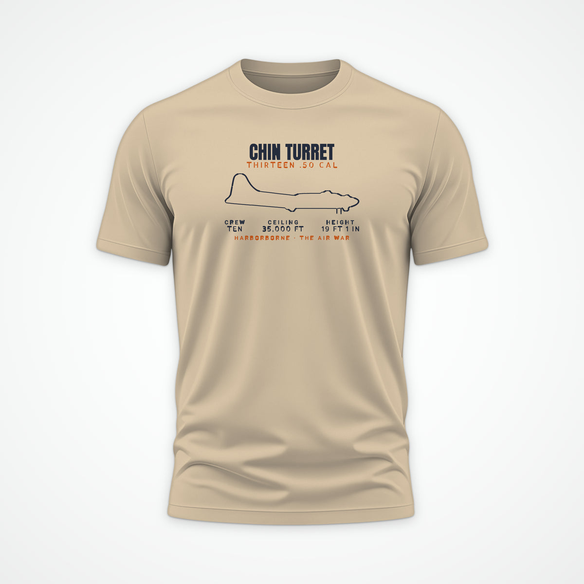 Chin-Turret Heavy Bomber Blueprint Tee in Sand