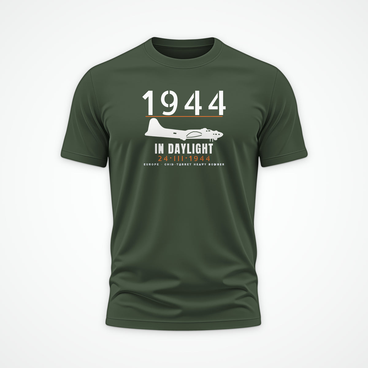 Chin-Turret Bomber in Daylight 1944 Tee in Military Green