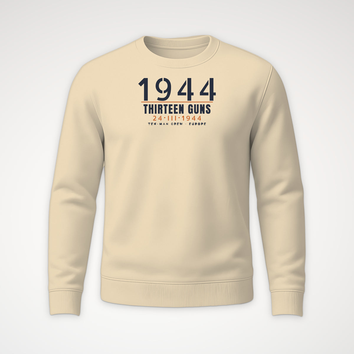 Thirteen Guns Ten-Man Crew 1944 Crewneck Sweatshirt in Sand
