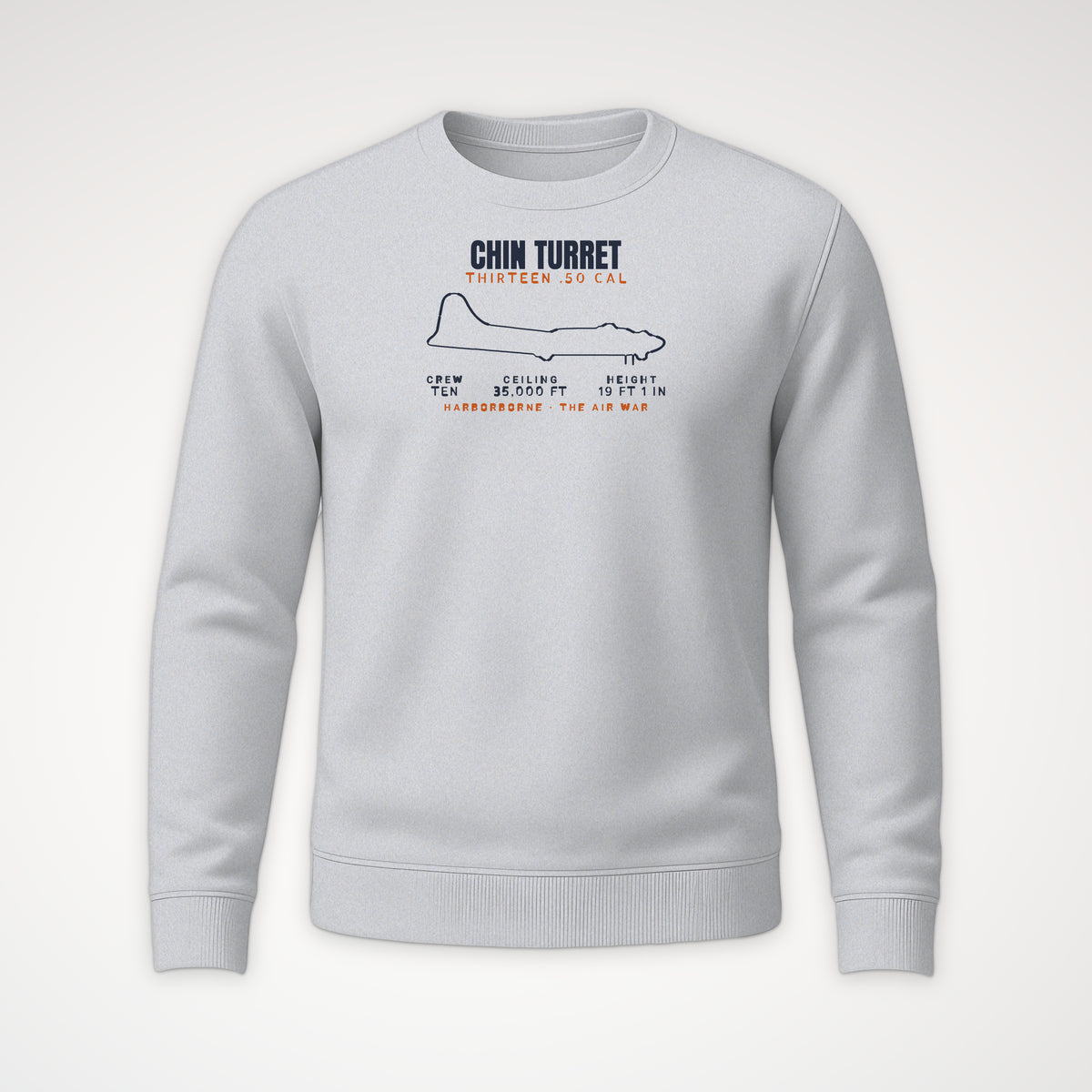 Chin-Turret Heavy Bomber Blueprint Crewneck Sweatshirt in Sport Grey