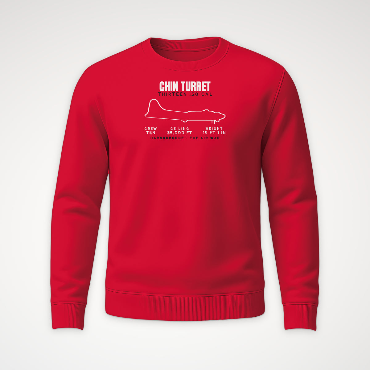 Chin-Turret Heavy Bomber Blueprint Crewneck Sweatshirt in Red
