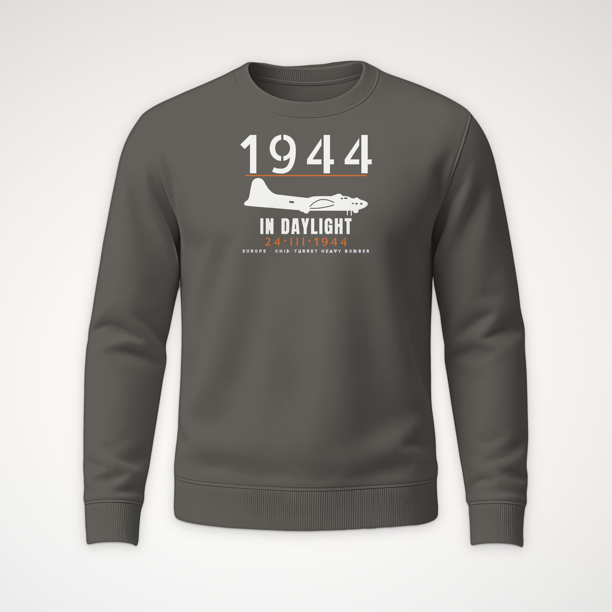 Chin-Turret Bomber in Daylight 1944 Crewneck Sweatshirt in Charcoal