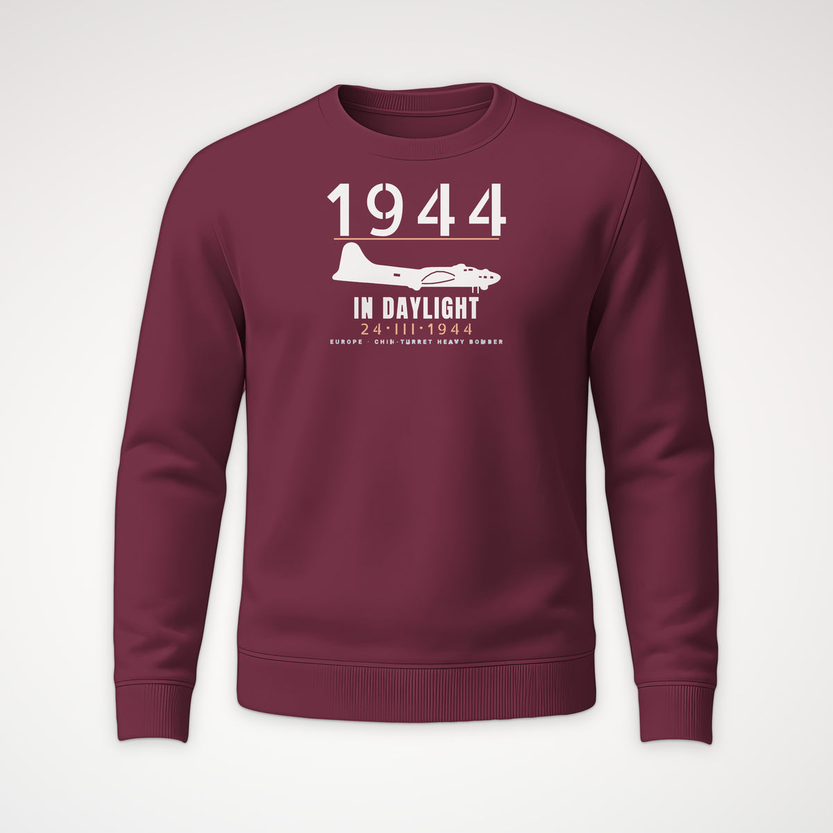 Chin-Turret Bomber in Daylight 1944 Crewneck Sweatshirt in Maroon
