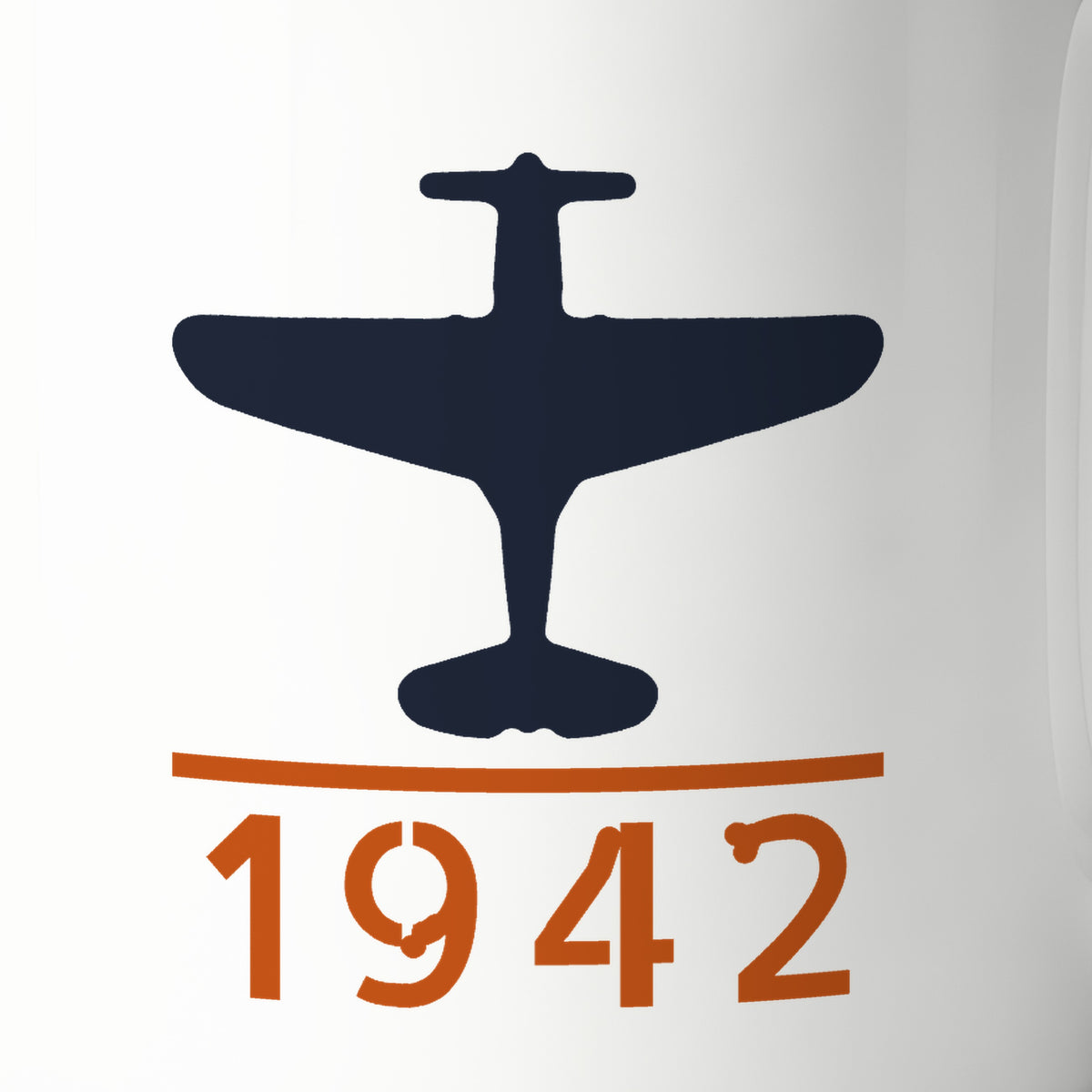 Early-War Fighter 1942 Mug, print detail: our top-view silhouette of a P-40K, no markings