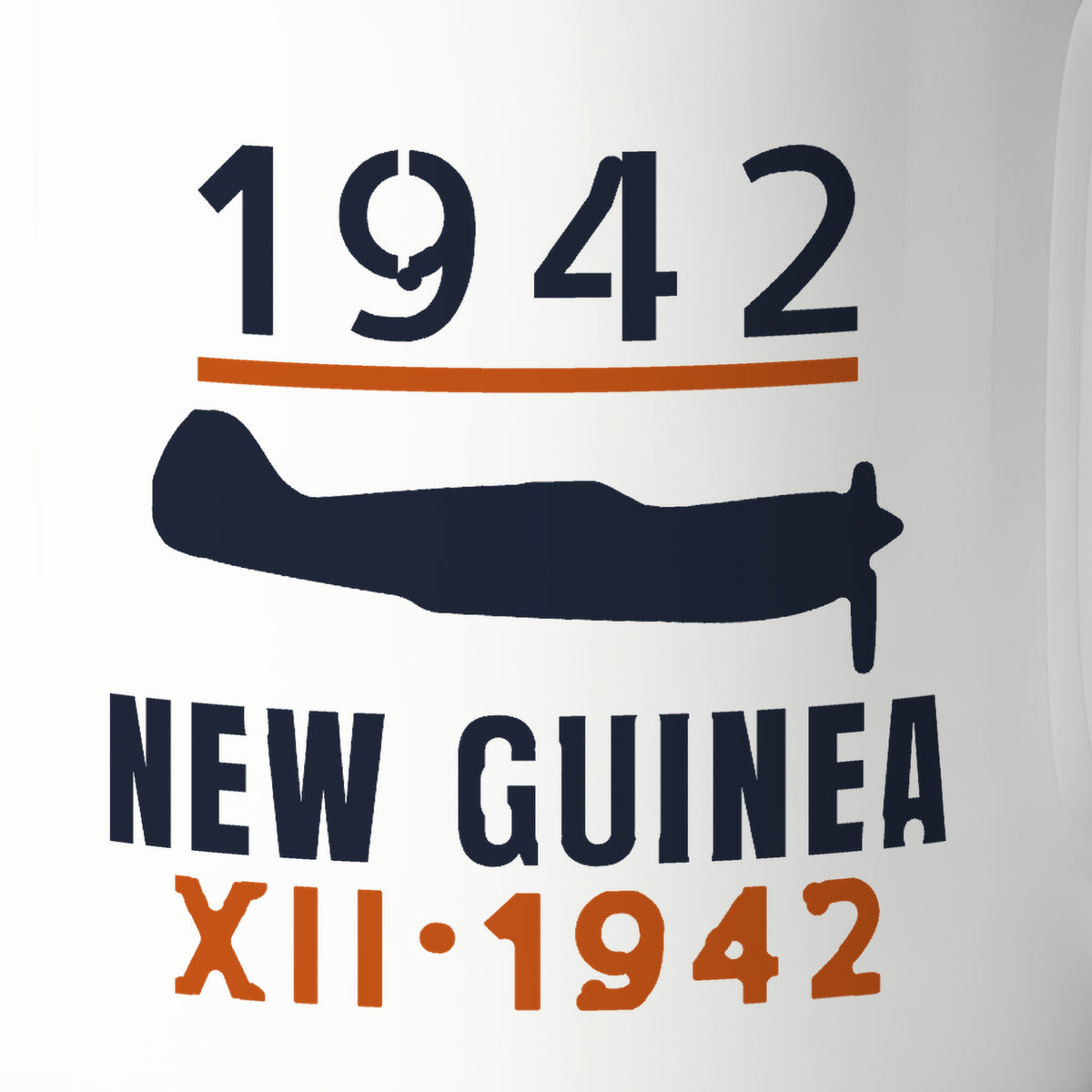 New Guinea 1942 Chin-Scoop Fighter Mug, print detail: our side-view silhouette of a P-40K, no markings