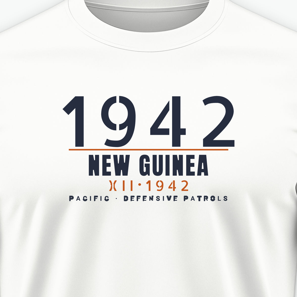 New Guinea 1942 Defensive Patrols Tee, front print detail