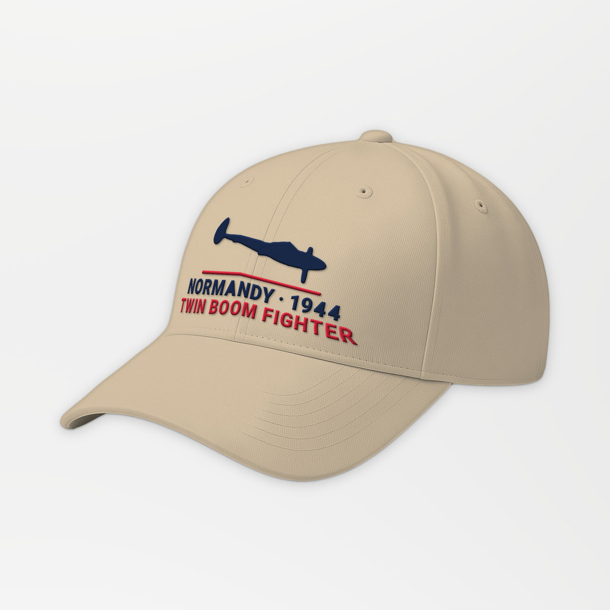 Normandy 1944 Twin-Boom Fighter Embroidered Cap in Khaki