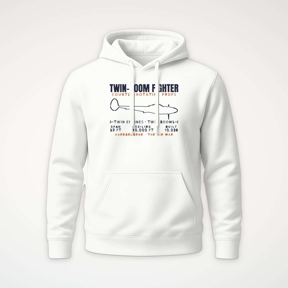 Twin-Boom Fighter Blueprint Hoodie in White