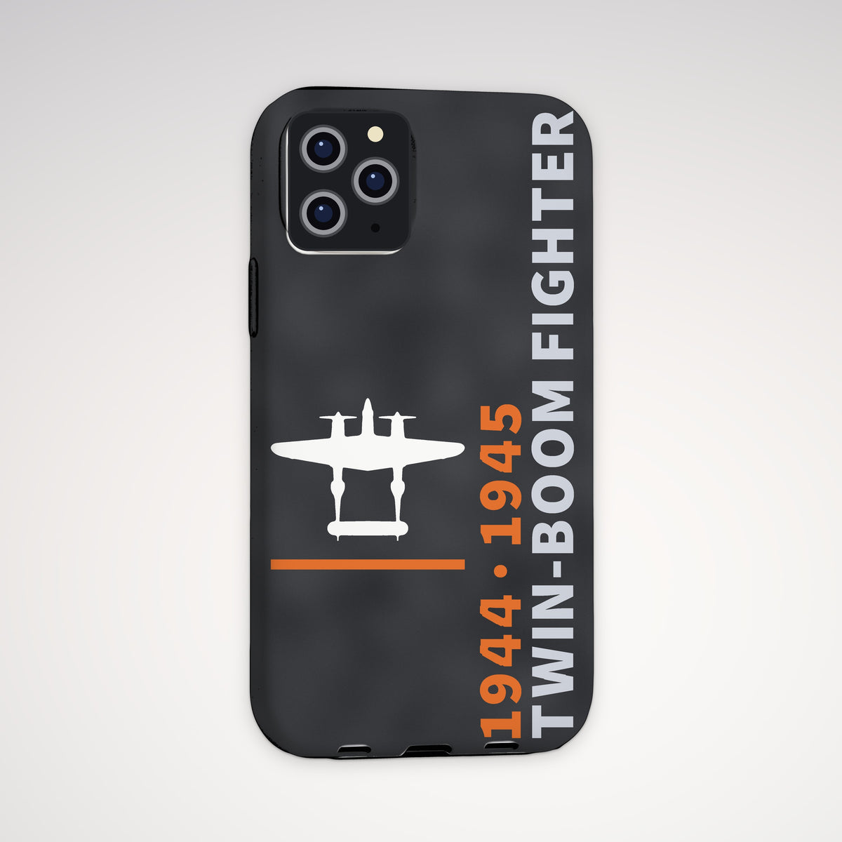 Twin-Boom Fighter 1944–45 Tough Phone Case – iPhone, shown on a Pro model