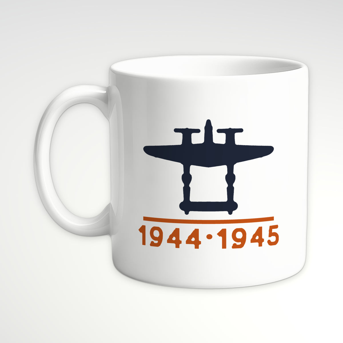 Twin-Boom Fighter 1944–45 Mug, white mug, handle left