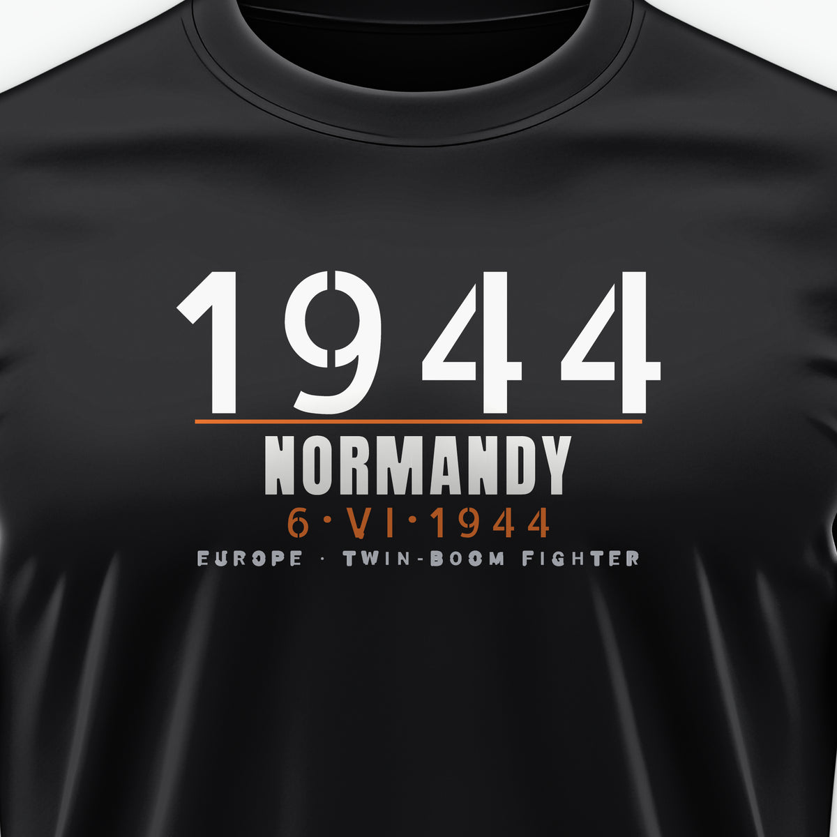 Six June 1944 Twin-Boom Fighter Tee, front print detail