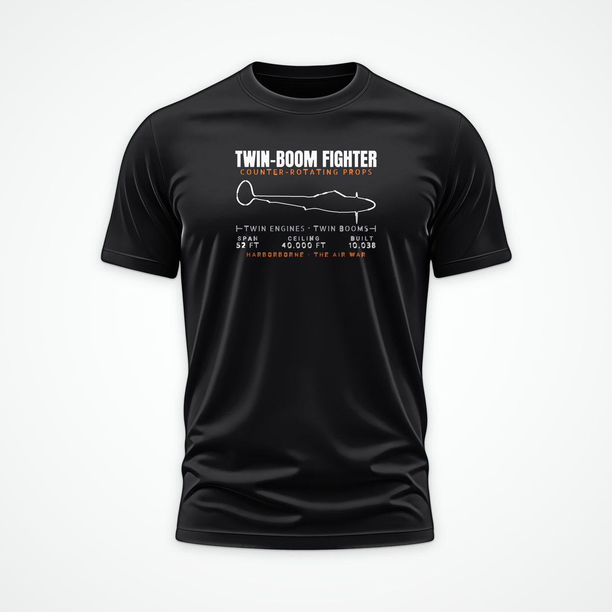 Twin-Boom Fighter Blueprint Tee in Black