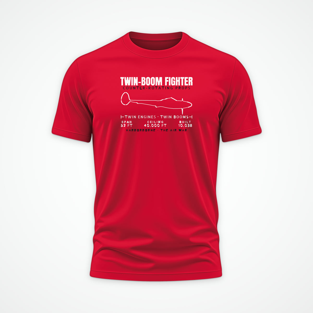 Twin-Boom Fighter Blueprint Tee in Red