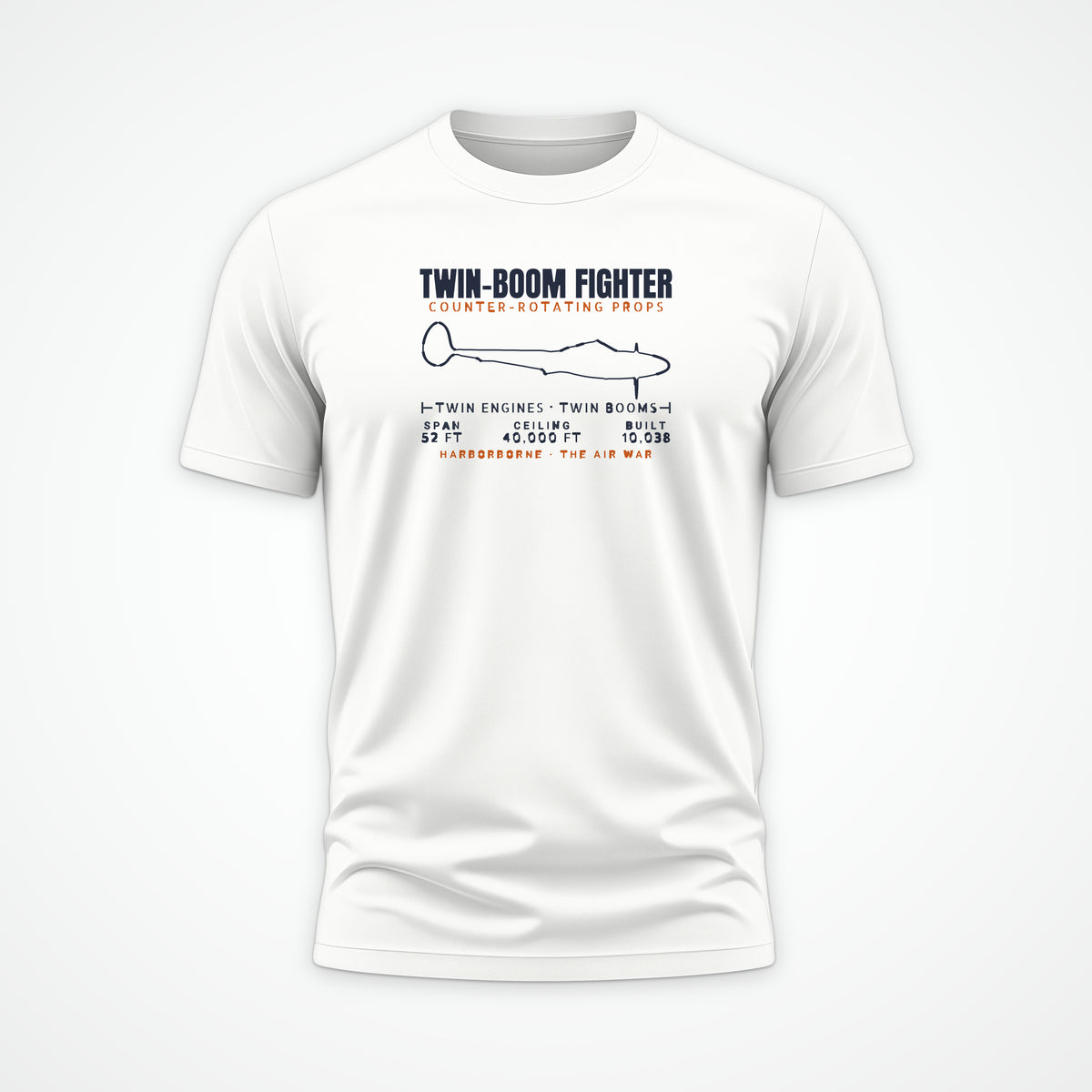 Twin-Boom Fighter Blueprint Tee in White